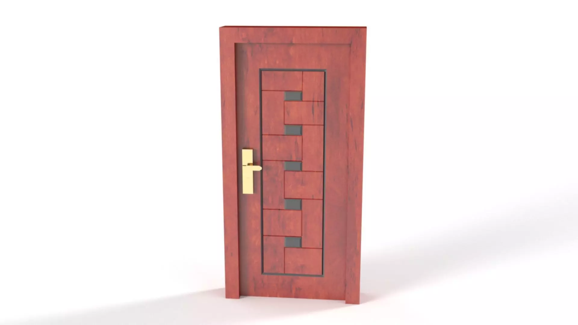Door lowpoly model wooden 3D model_0