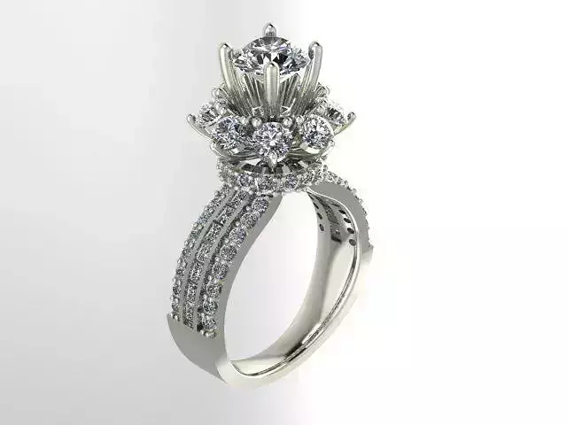 Woman diamond ring WNA00010 3D print model Rhino