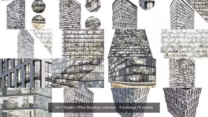 Vol 1 Modern Office Buildings collection - 5 buildings