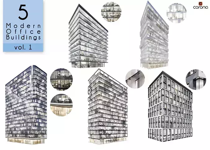 Vol 1 Modern Office Buildings collection - 5 buildings 