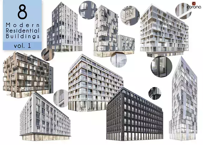 Vol 1 Modern Residential Buildings collection - 8 buildings 