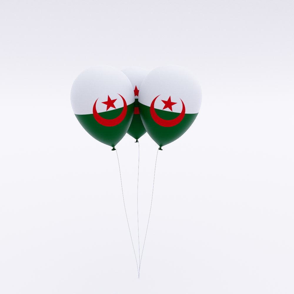 Algeria country balloon 3d model Low-poly 3D model_1