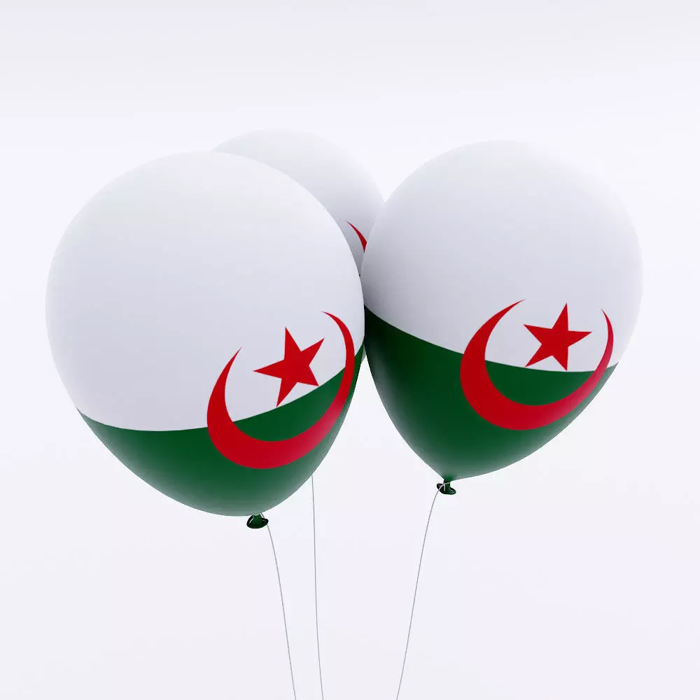 Algeria country balloon 3d model Low-poly 3D model_0