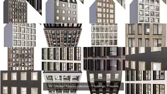 Vol 1 Modern Facades collection - 5 buildings