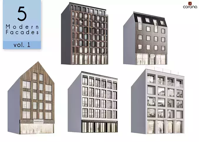 Vol 1 Modern Facades collection - 5 buildings 