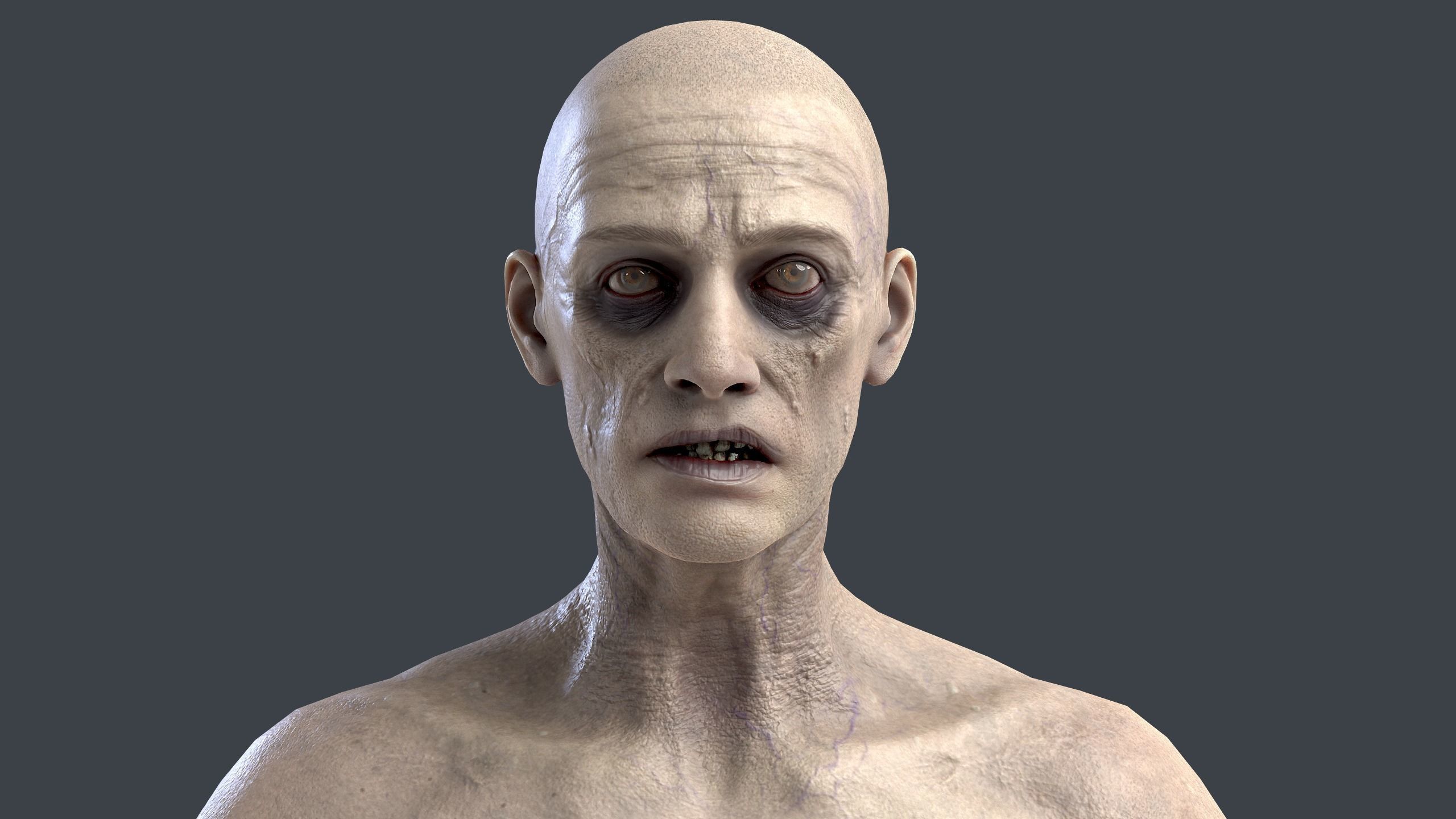 Zombie naked Low-poly 3D model_1
