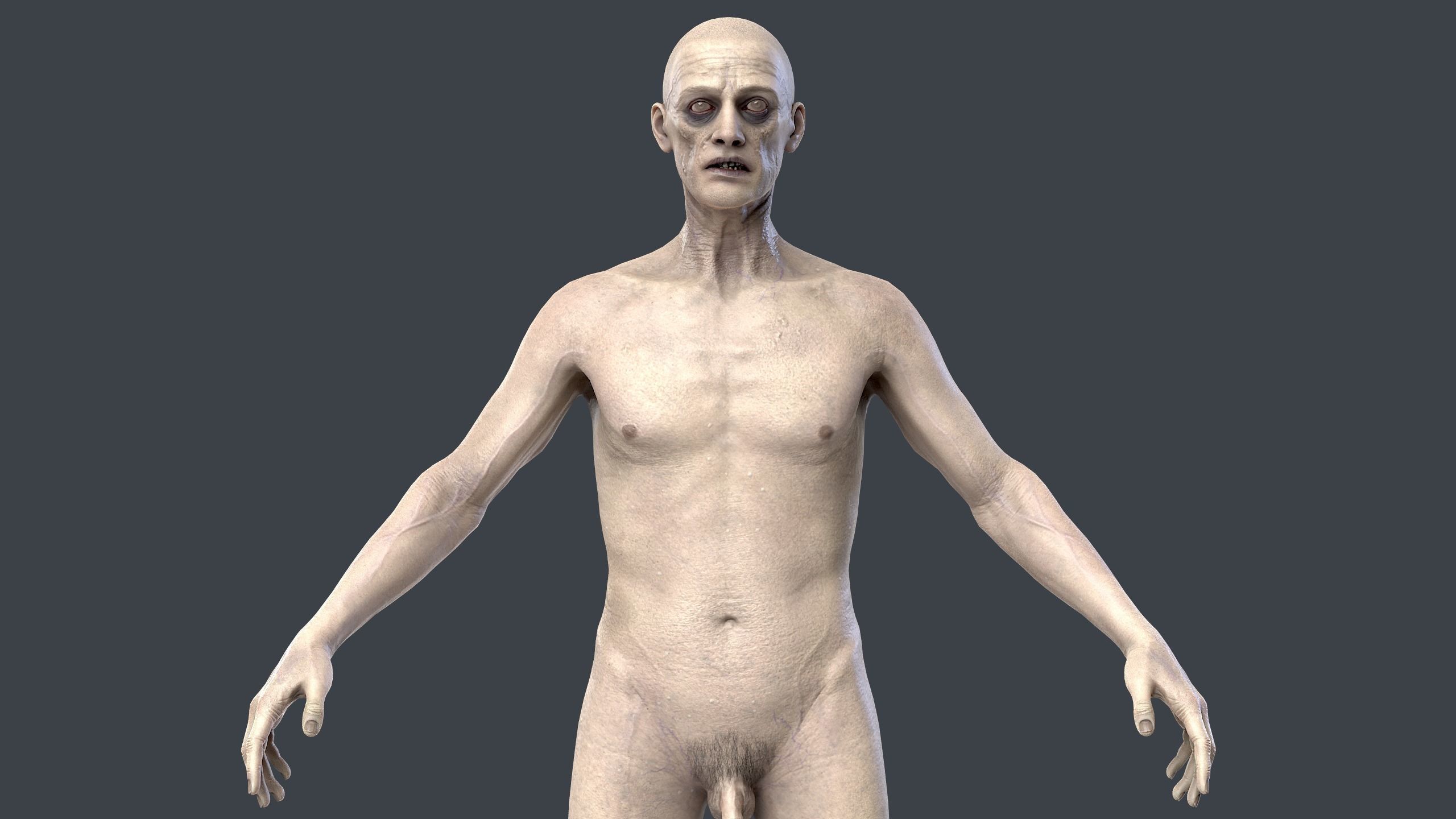 Zombie naked Low-poly 3D model_5