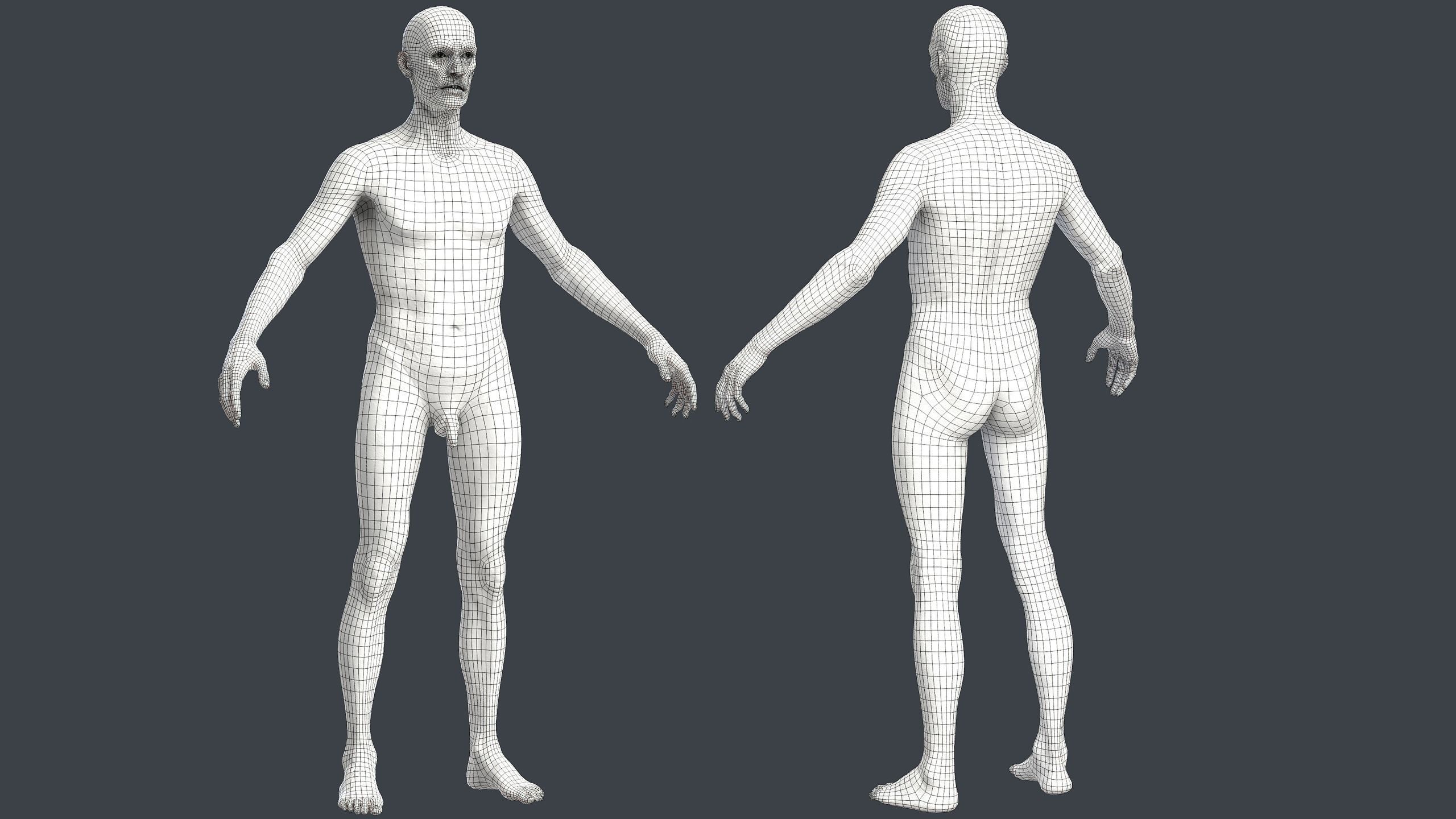 Zombie naked Low-poly 3D model_15