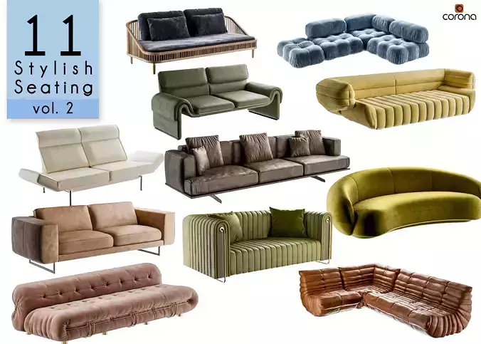 Vol 2 Stylish Seatings collection - 11 sofas 