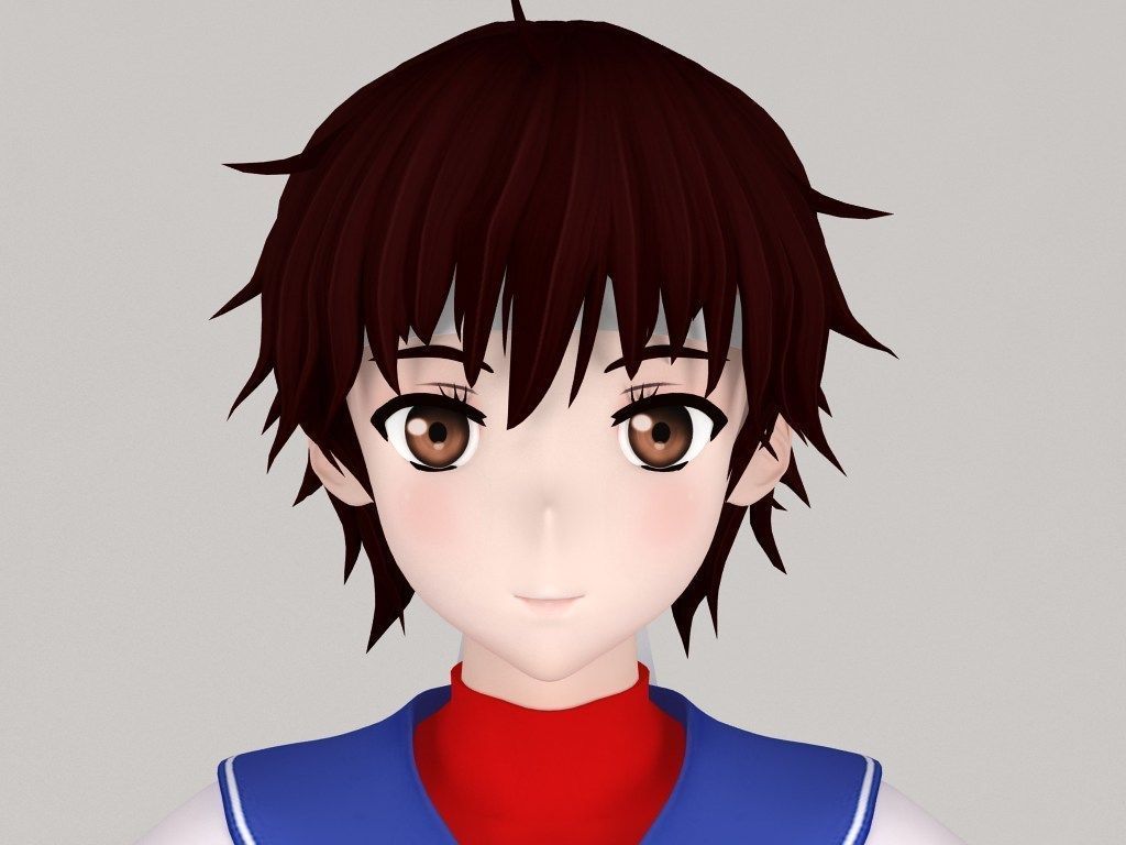 T pose nonrigged model of Sakura Kasugano anime girl 3D model_1