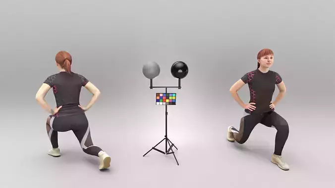 Pretty woman doing stretching 342 Low-poly 3D model