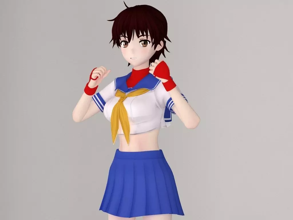 Sakura Kasugano anime girl pose 01 3D model