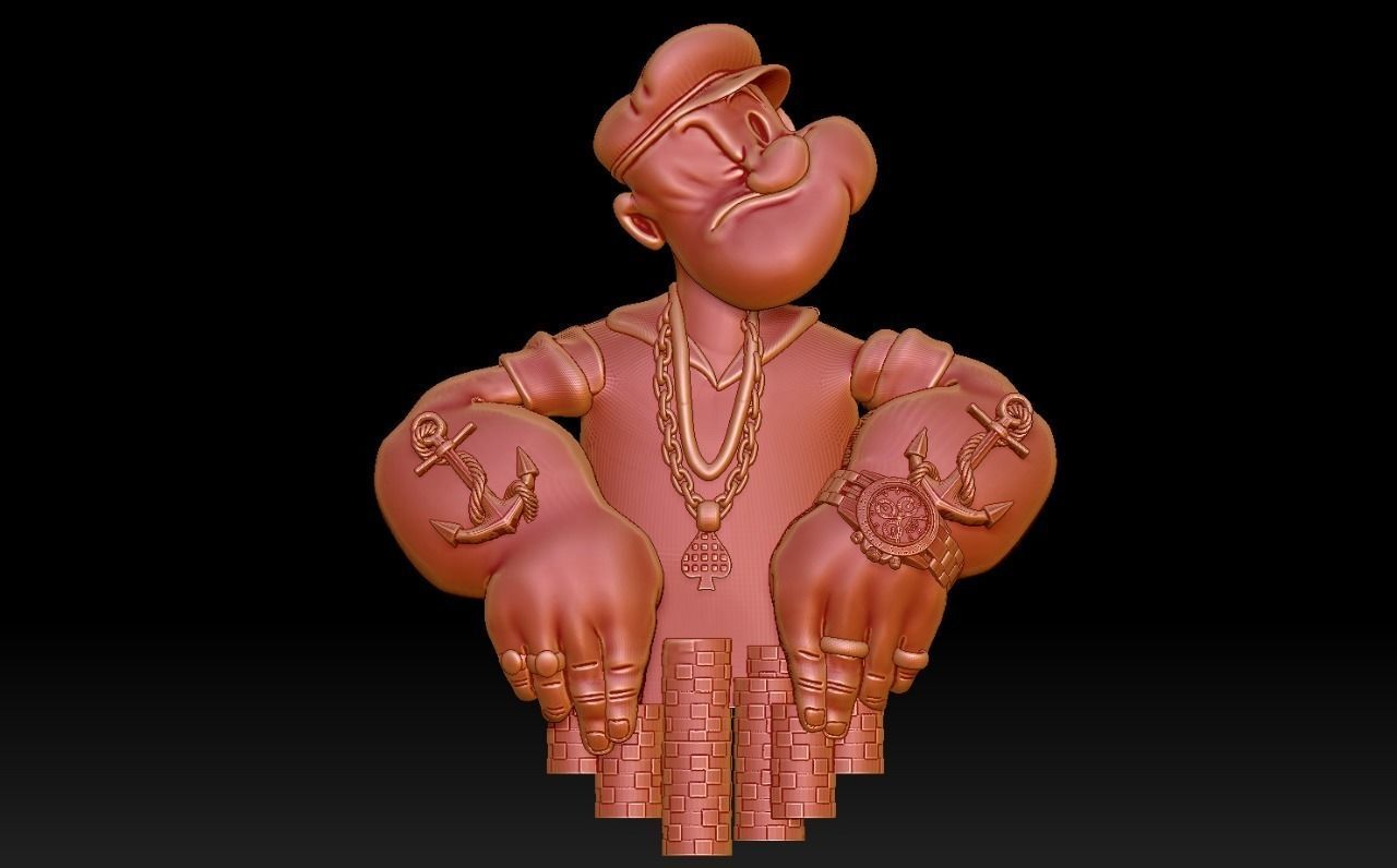 Popeye pendant 3D print model_3