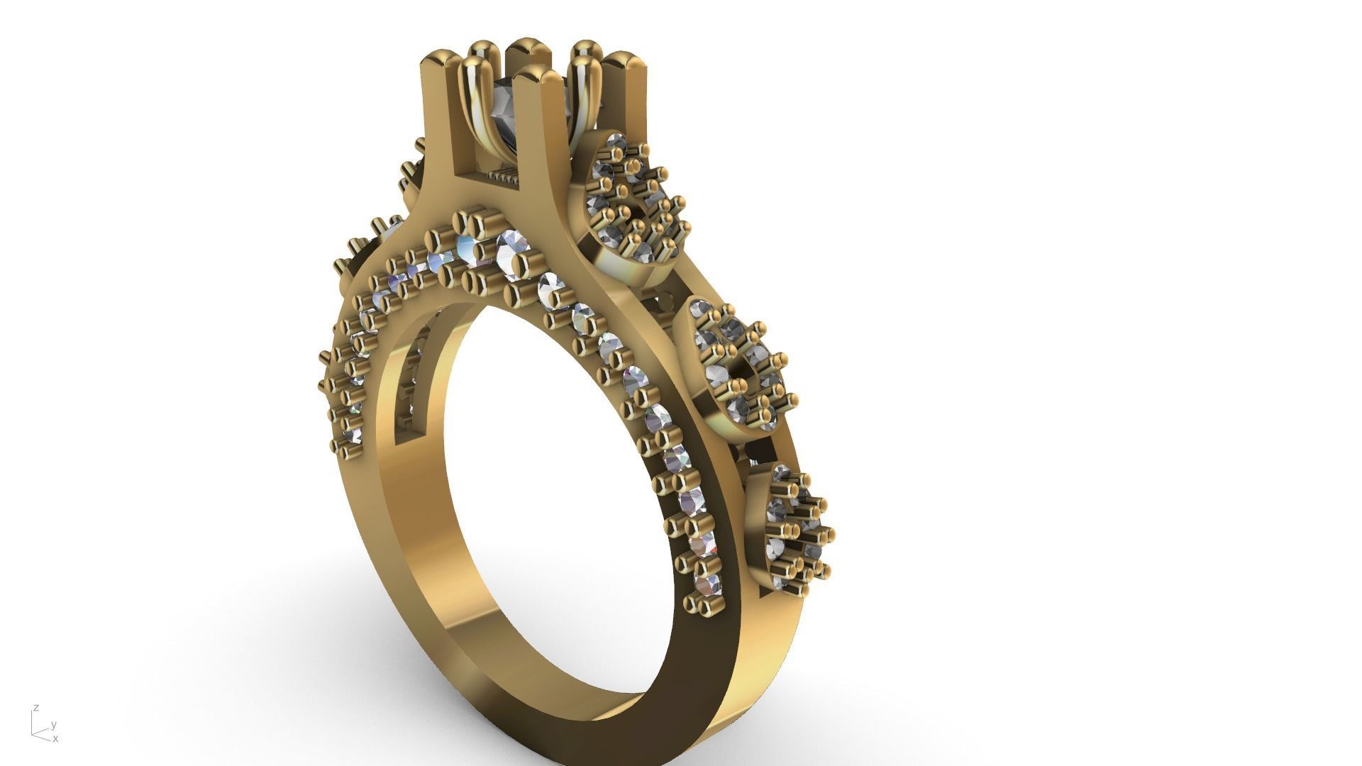 pear side diamond shank ring stl verified  3D print model_1