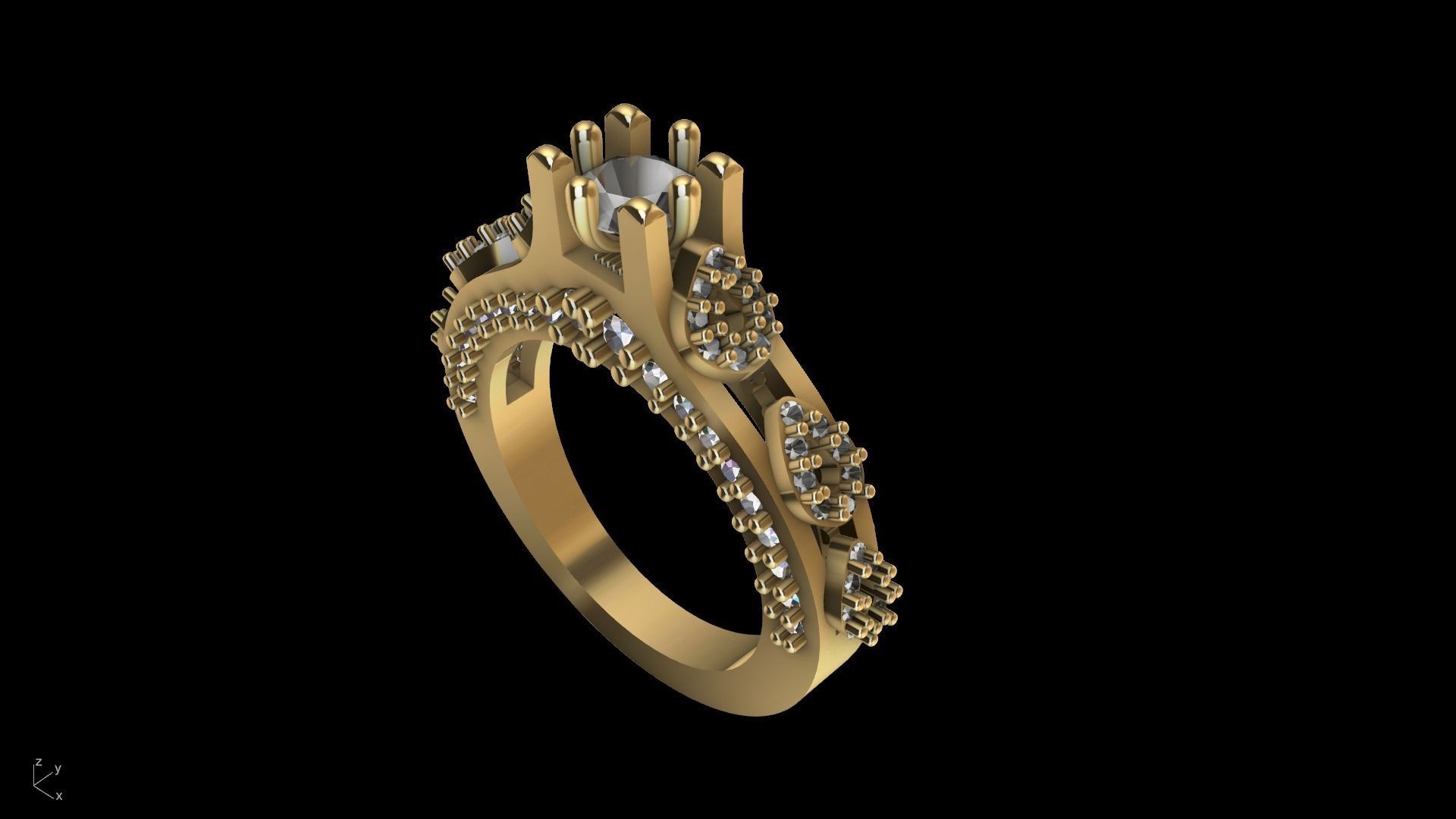 pear side diamond shank ring stl verified  3D print model_12