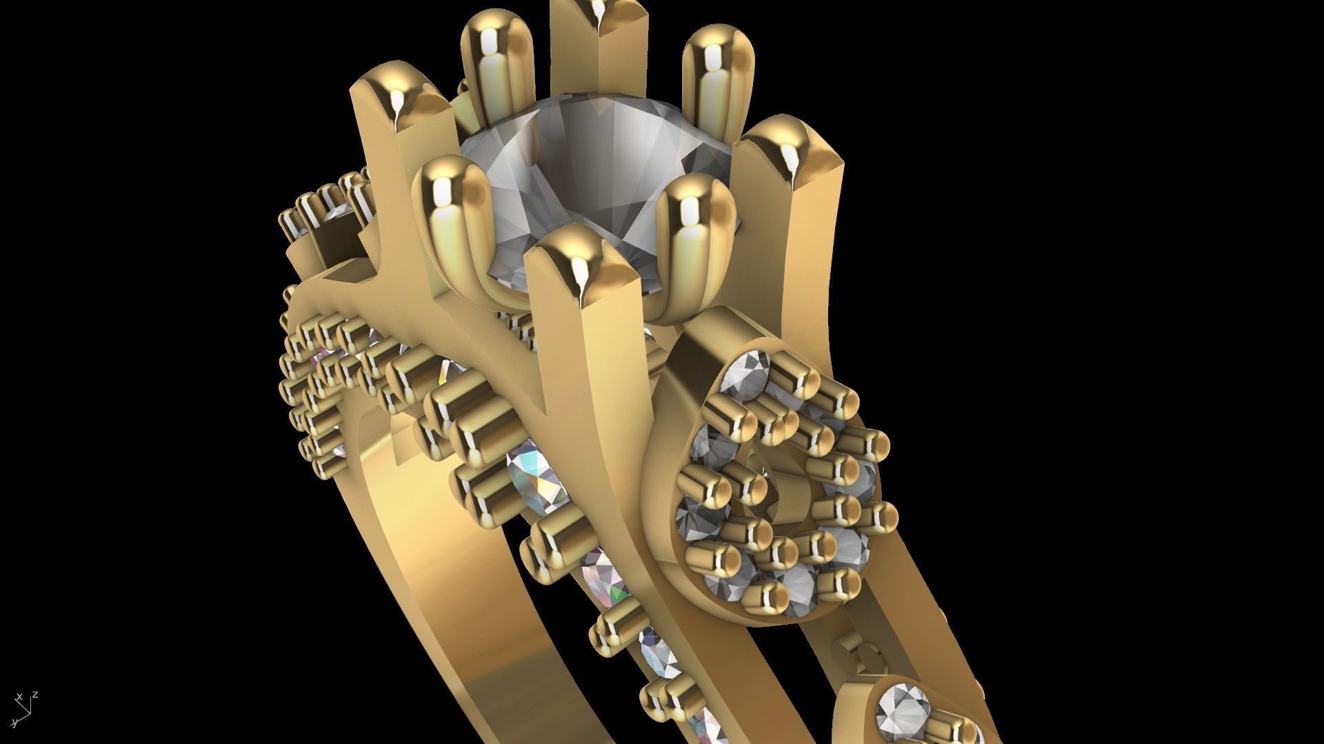 pear side diamond shank ring stl verified  3D print model_16