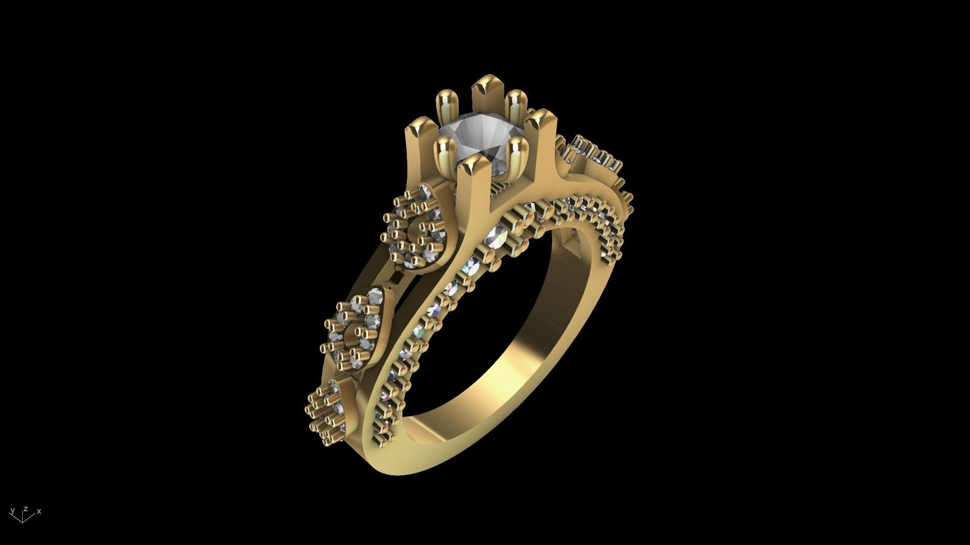 pear side diamond shank ring stl verified  3D print model_13