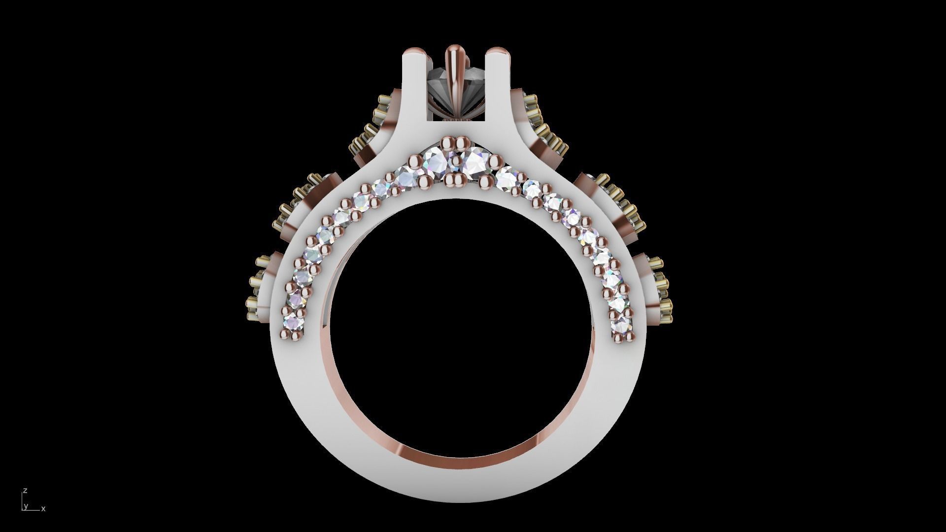 pear side diamond shank ring stl verified  3D print model_26