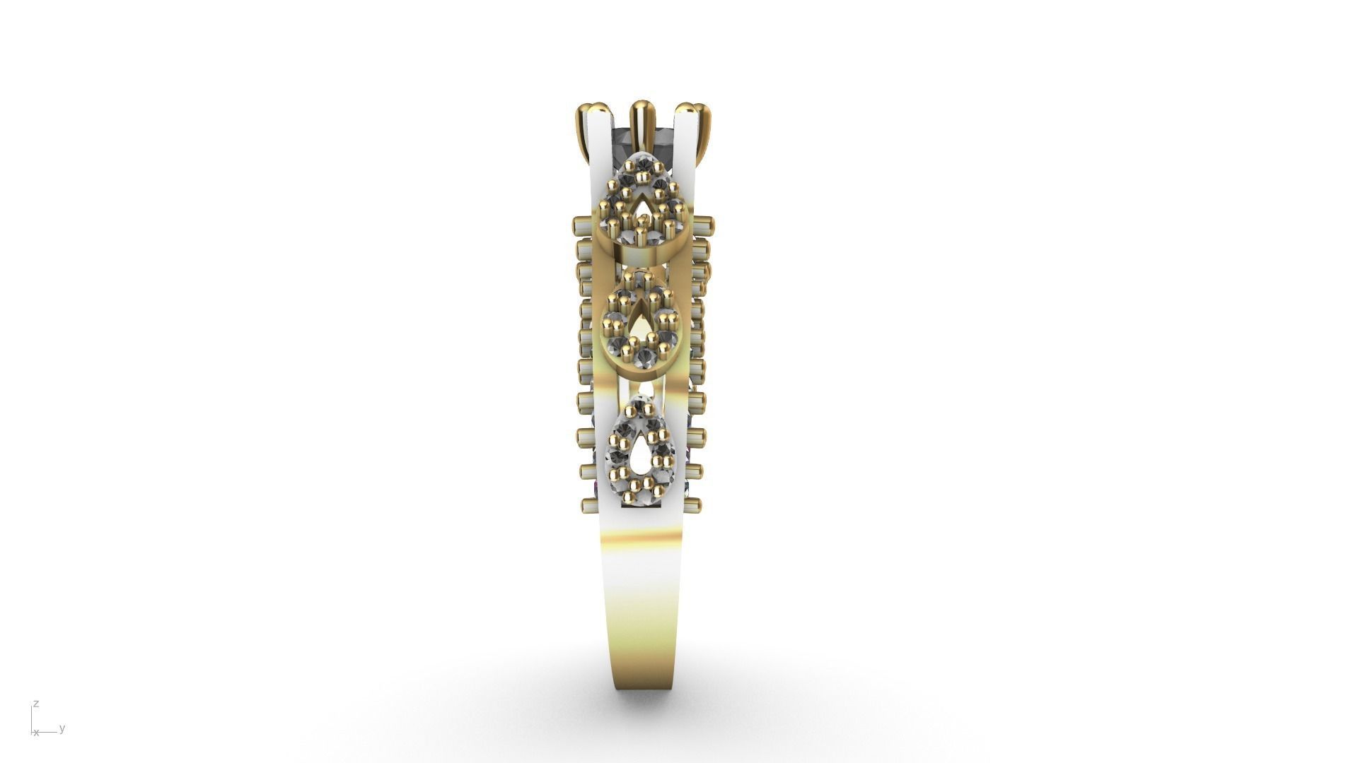 pear side diamond shank ring stl verified  3D print model_2