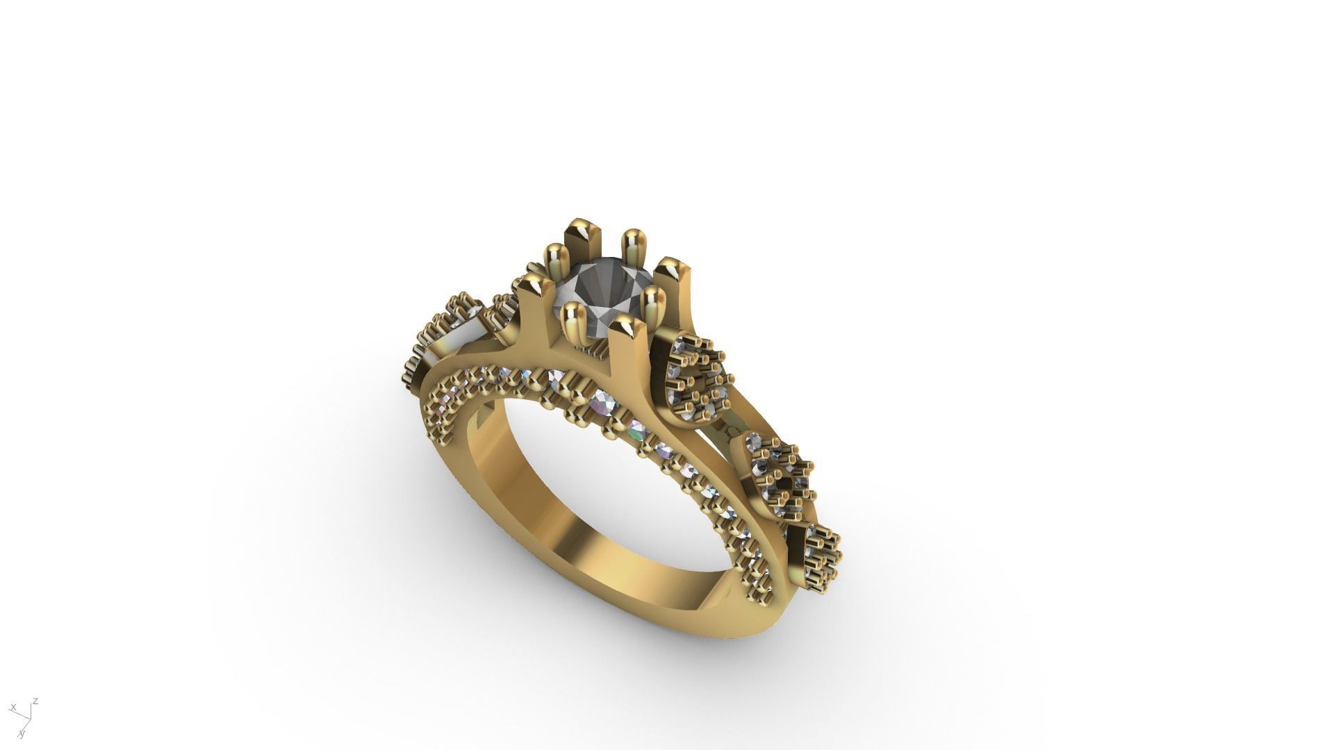 pear side diamond shank ring stl verified  3D print model_5