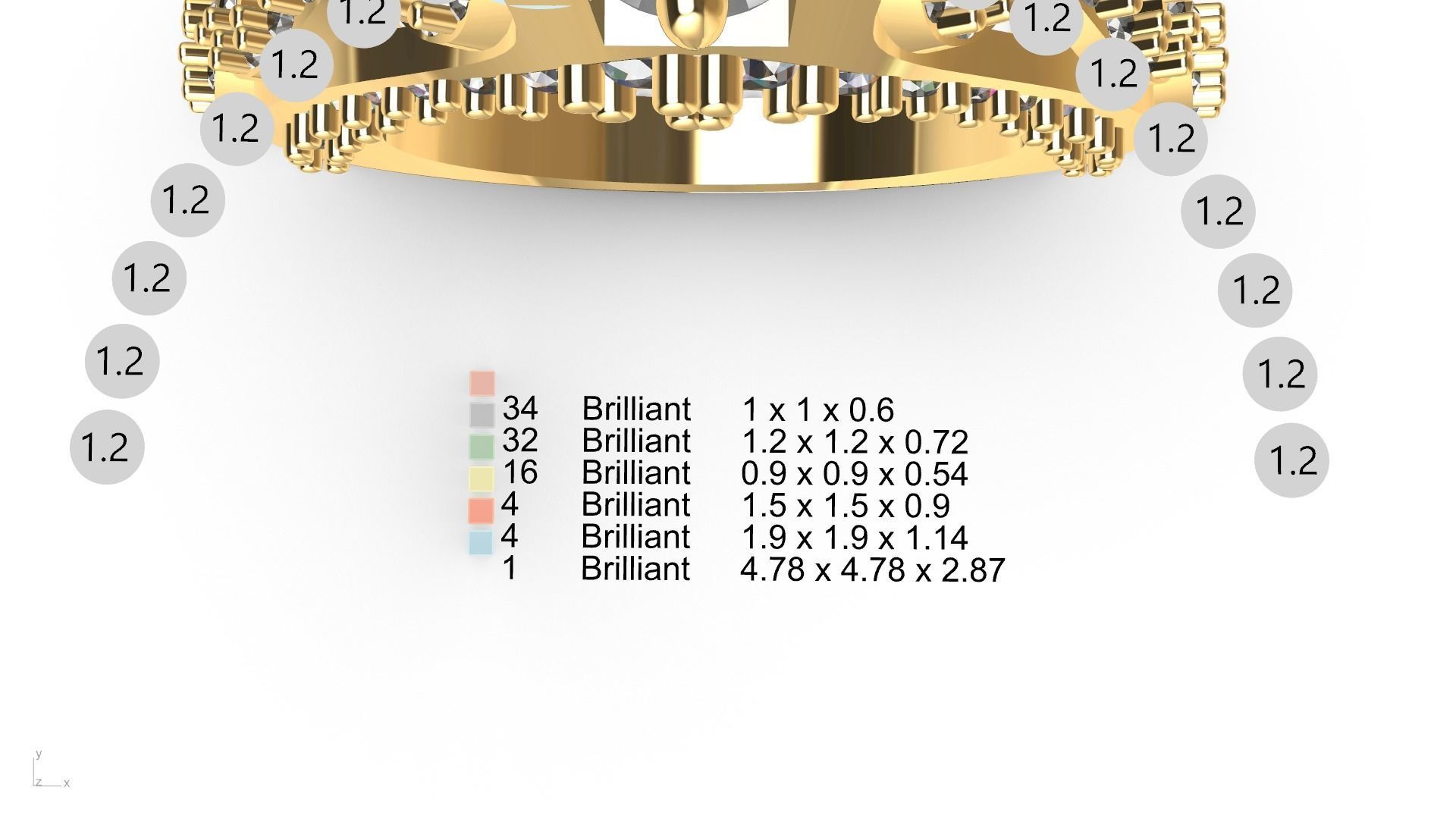 pear side diamond shank ring stl verified  3D print model_10