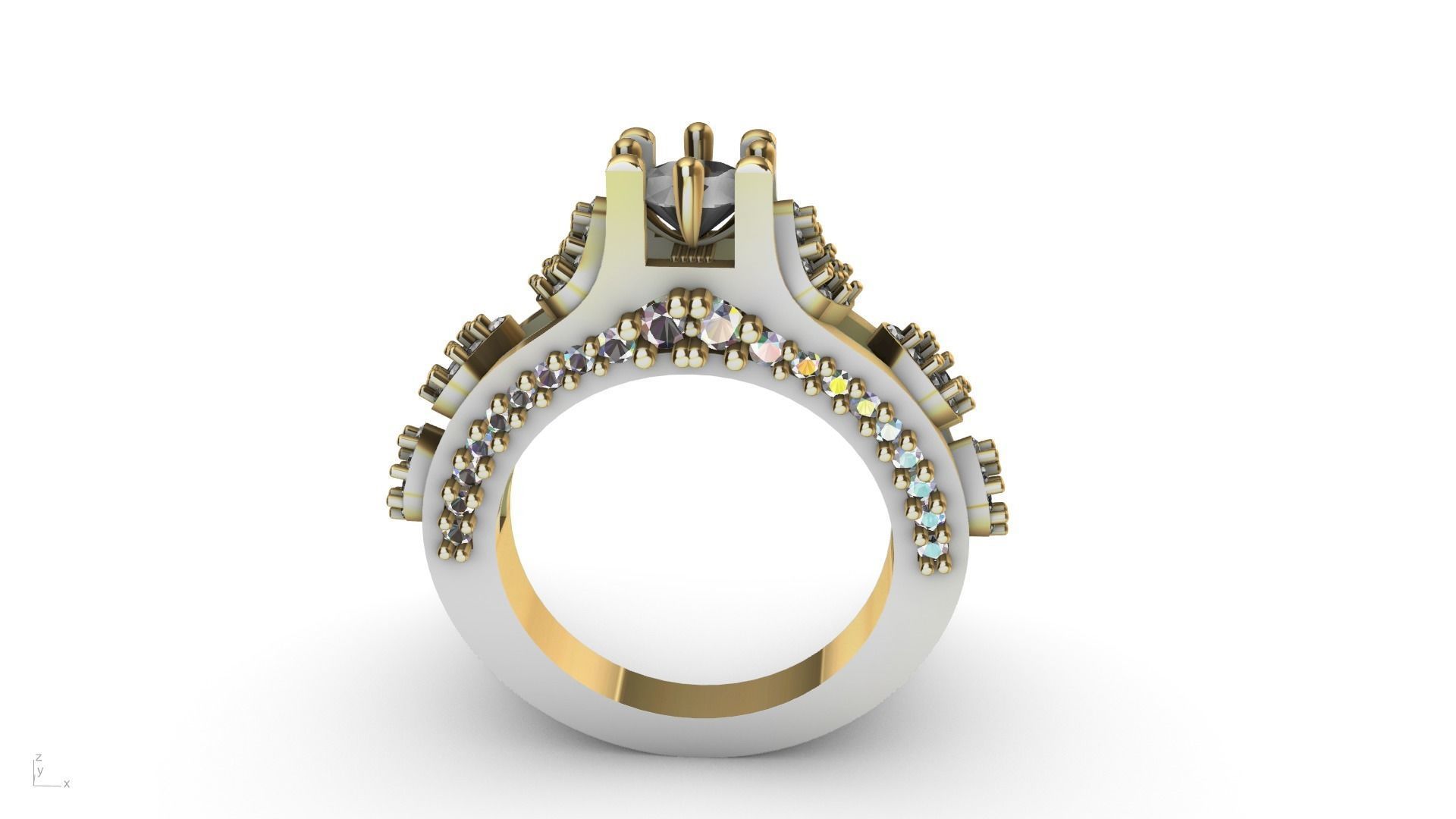 pear side diamond shank ring stl verified  3D print model_7