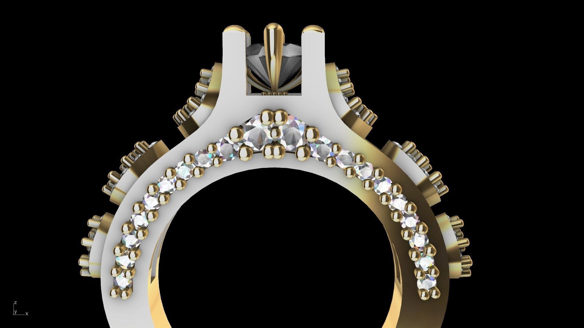 pear side diamond shank ring stl verified  3D print model_3