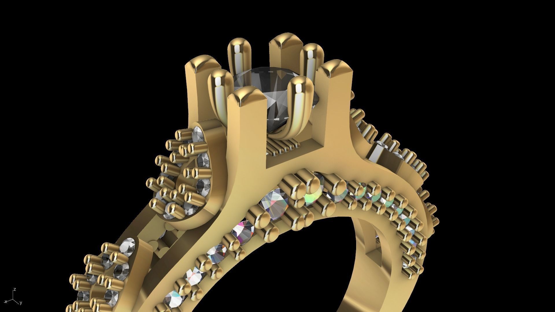 pear side diamond shank ring stl verified  3D print model_19