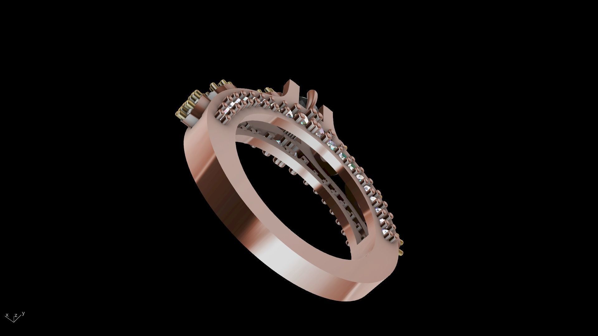 pear side diamond shank ring stl verified  3D print model_23