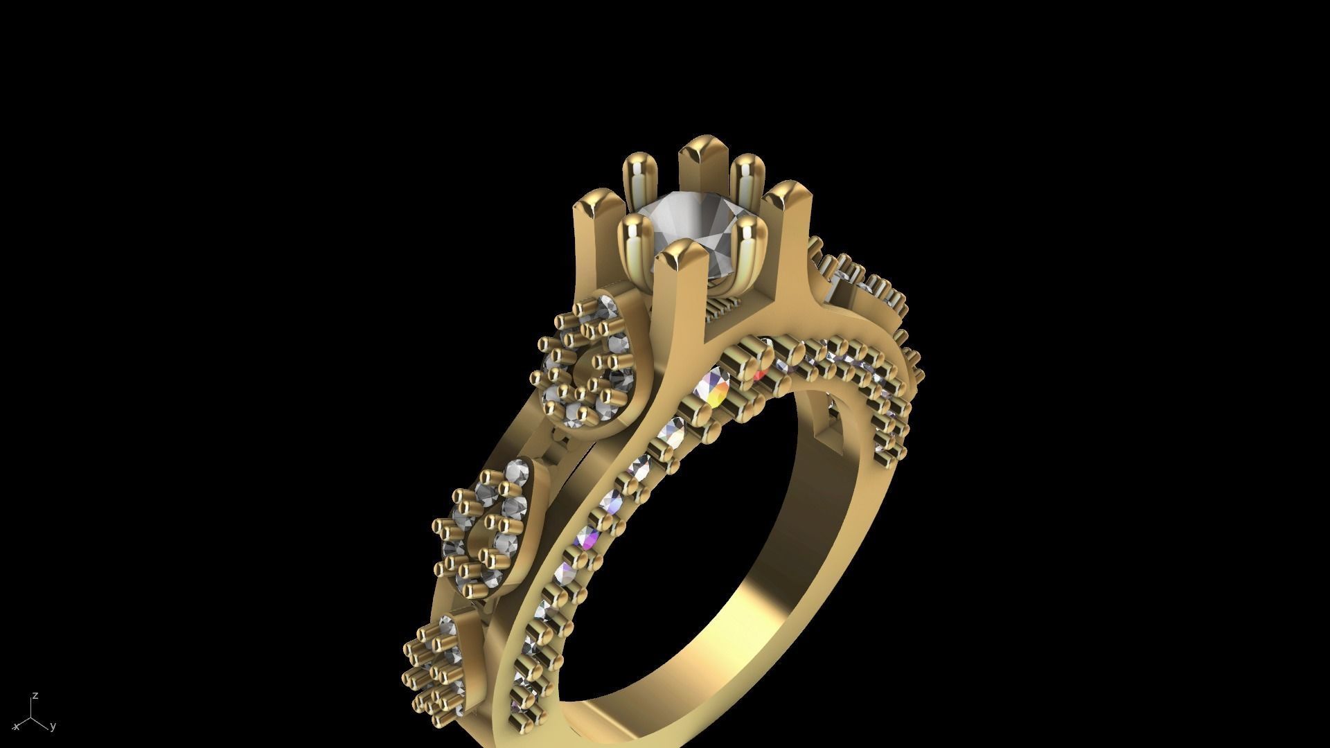 pear side diamond shank ring stl verified  3D print model_17