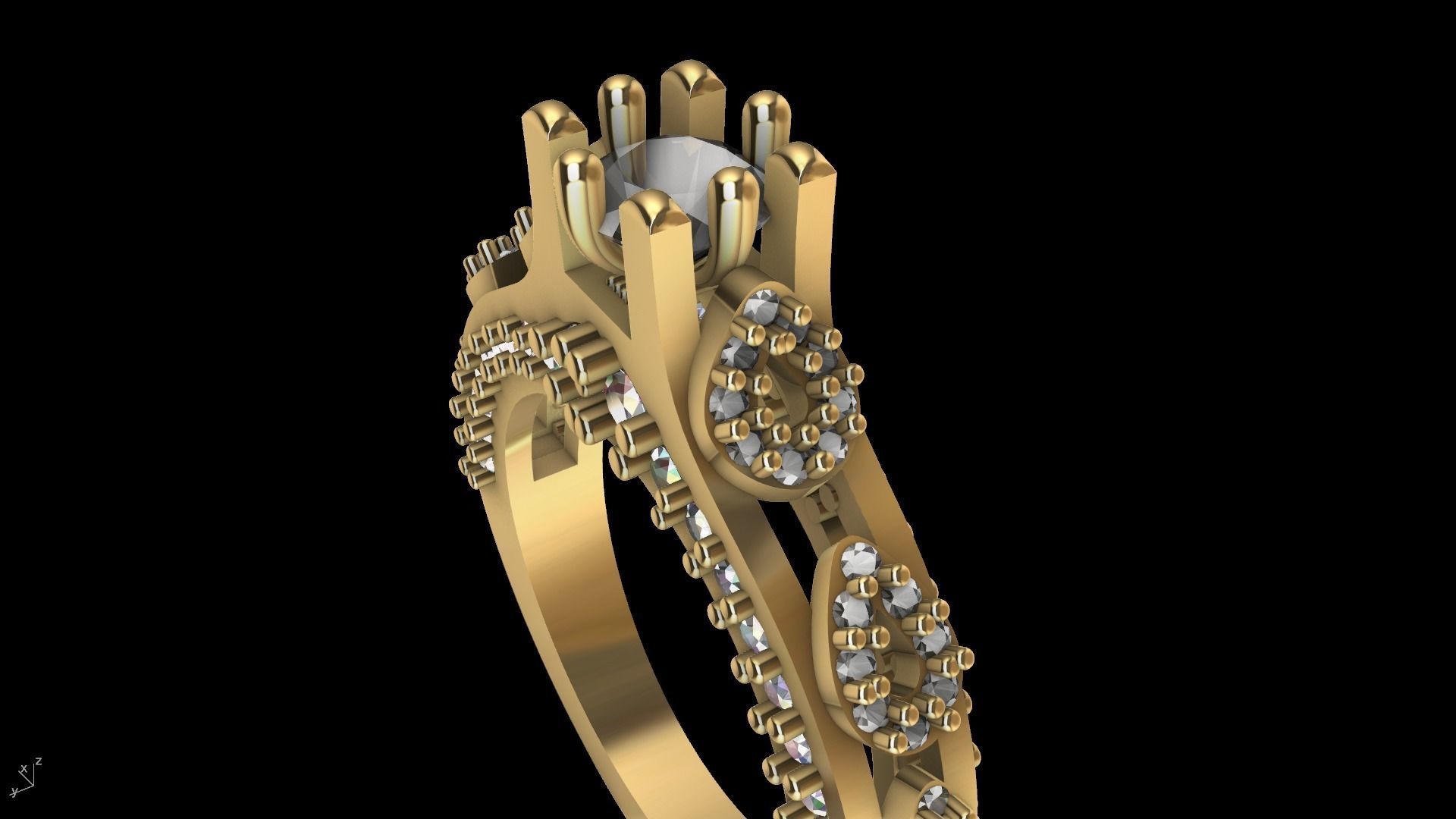 pear side diamond shank ring stl verified  3D print model_15