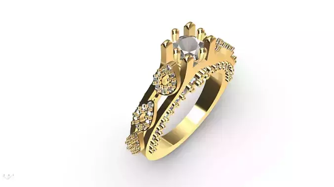 pear side diamond shank ring stl verified  3D print model