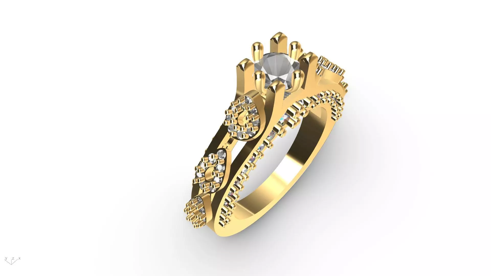 pear side diamond shank ring stl verified  3D print model_0
