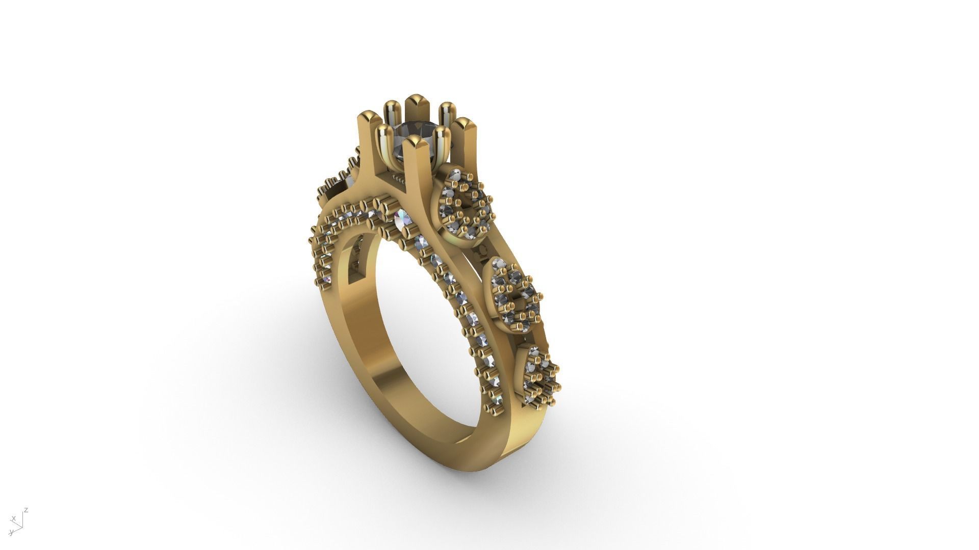 pear side diamond shank ring stl verified  3D print model_6