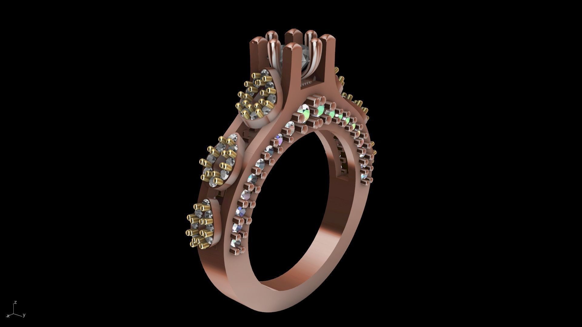 pear side diamond shank ring stl verified  3D print model_25