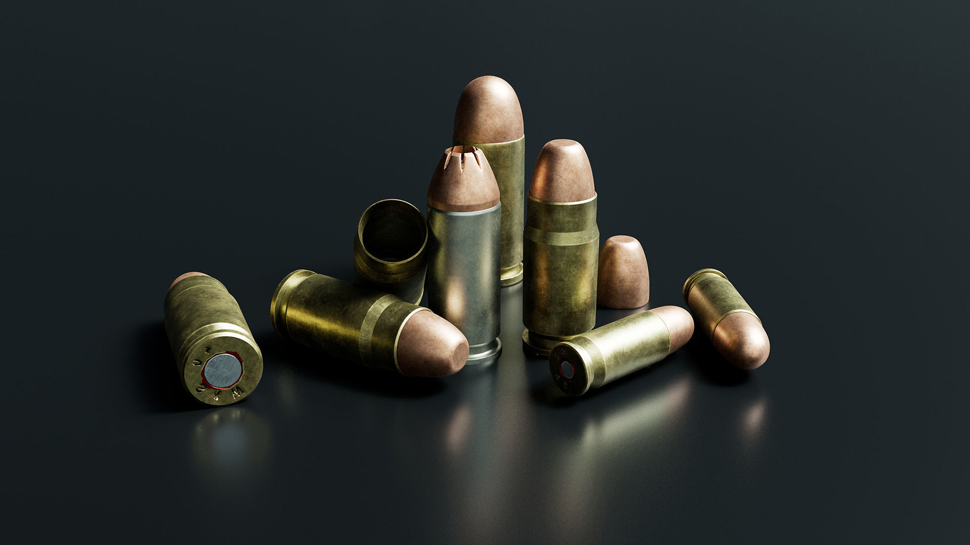 Bullet Collection group of bullets Low-poly 3D model_6
