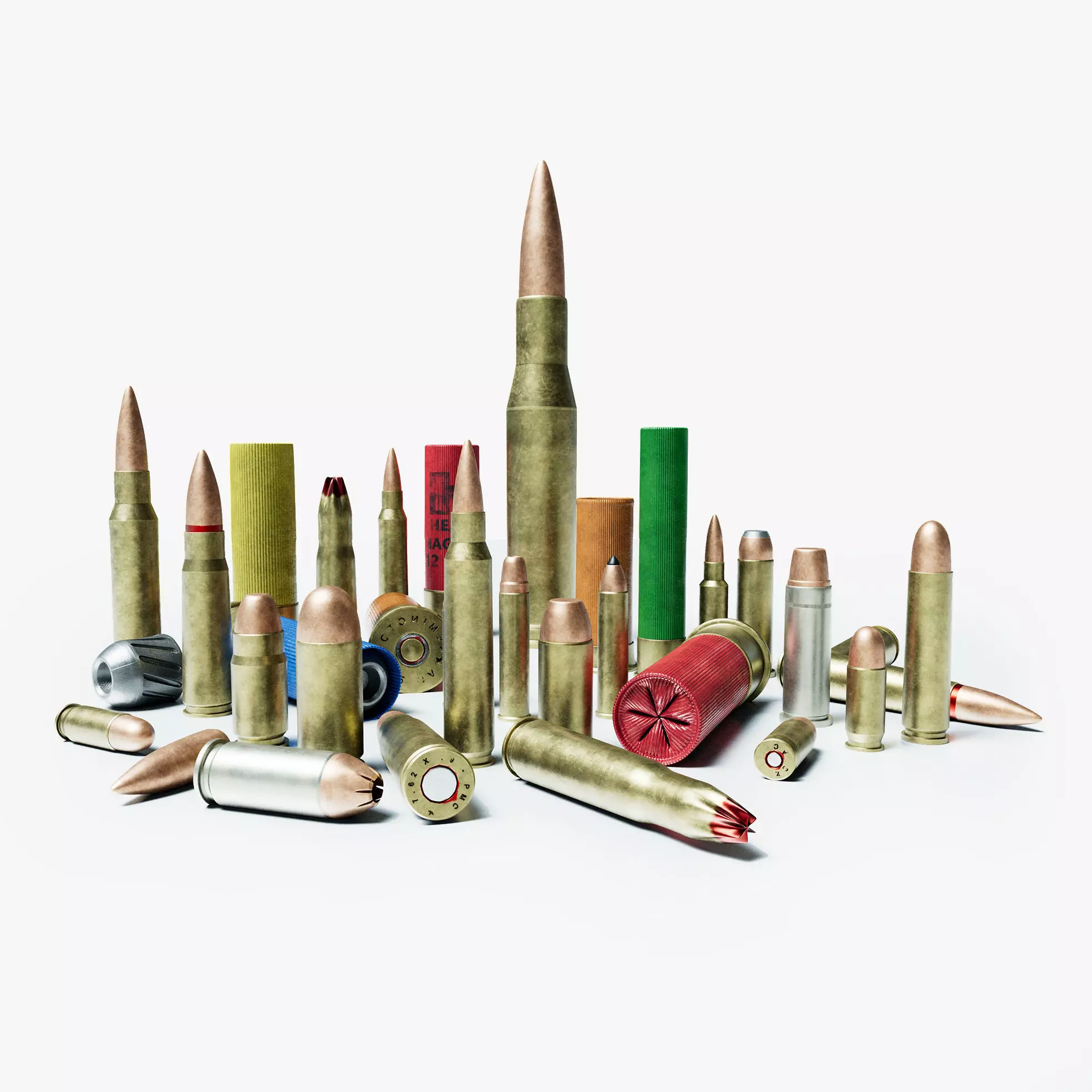 Bullet Collection group of bullets Low-poly 3D model_0