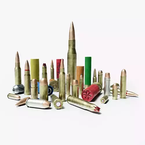 Bullet Collection group of bullets Low-poly 3D model