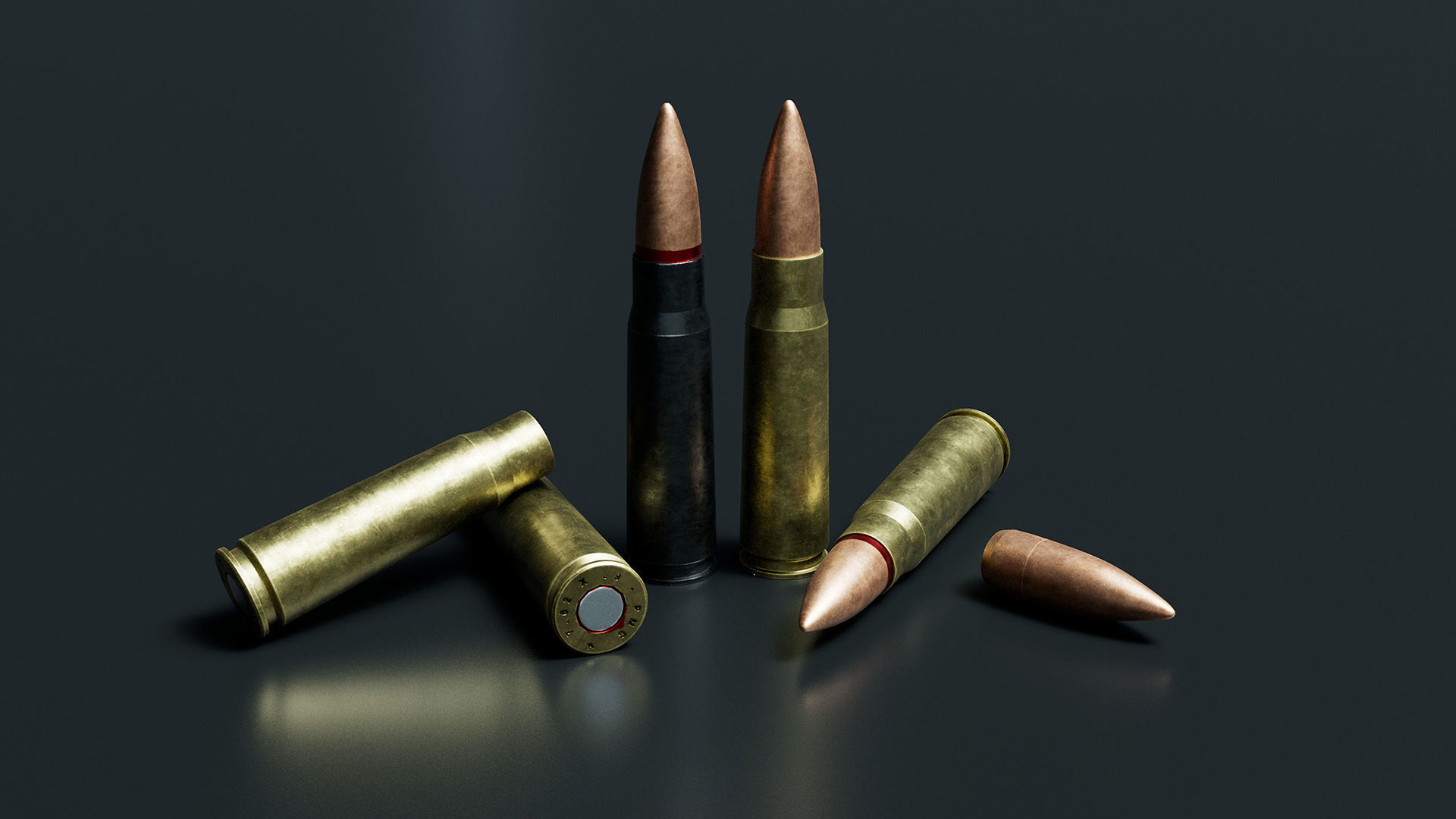 Bullet Collection group of bullets Low-poly 3D model_7