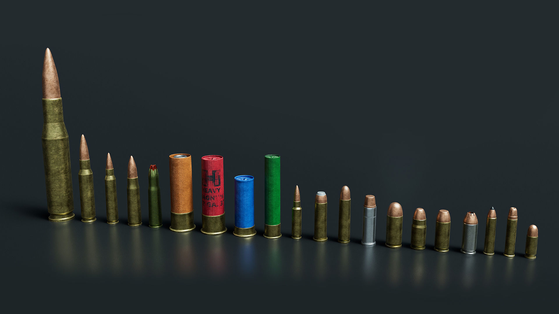 Bullet Collection group of bullets Low-poly 3D model_4