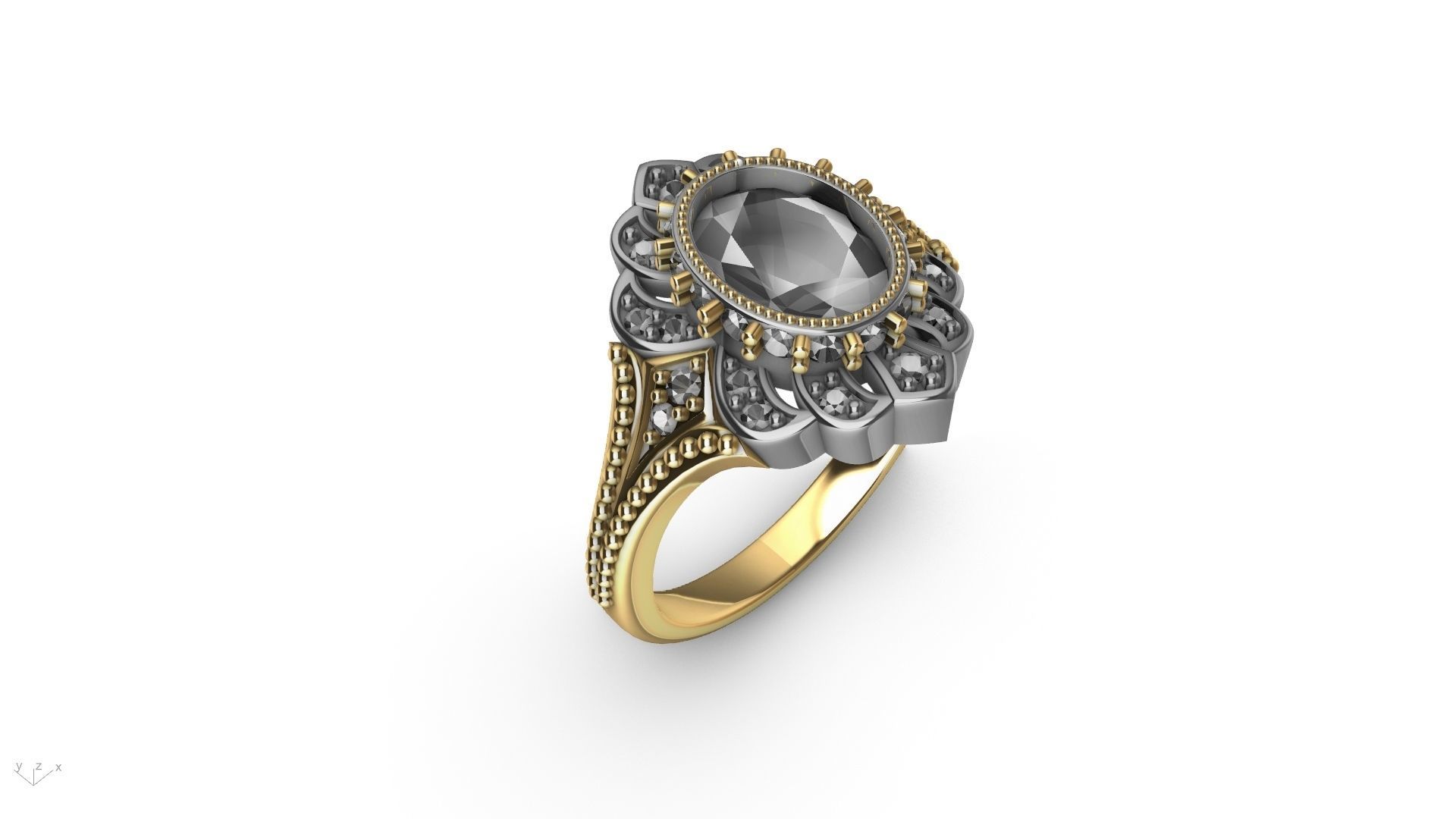 oval diamond ring stl verified  3D print model_2