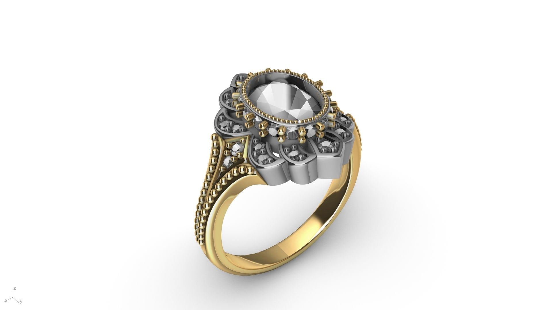 oval diamond ring stl verified  3D print model_16