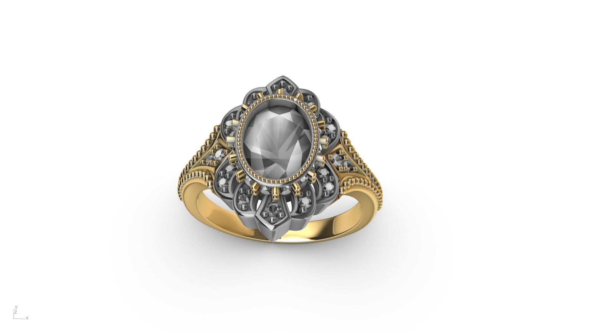 oval diamond ring stl verified  3D print model_7