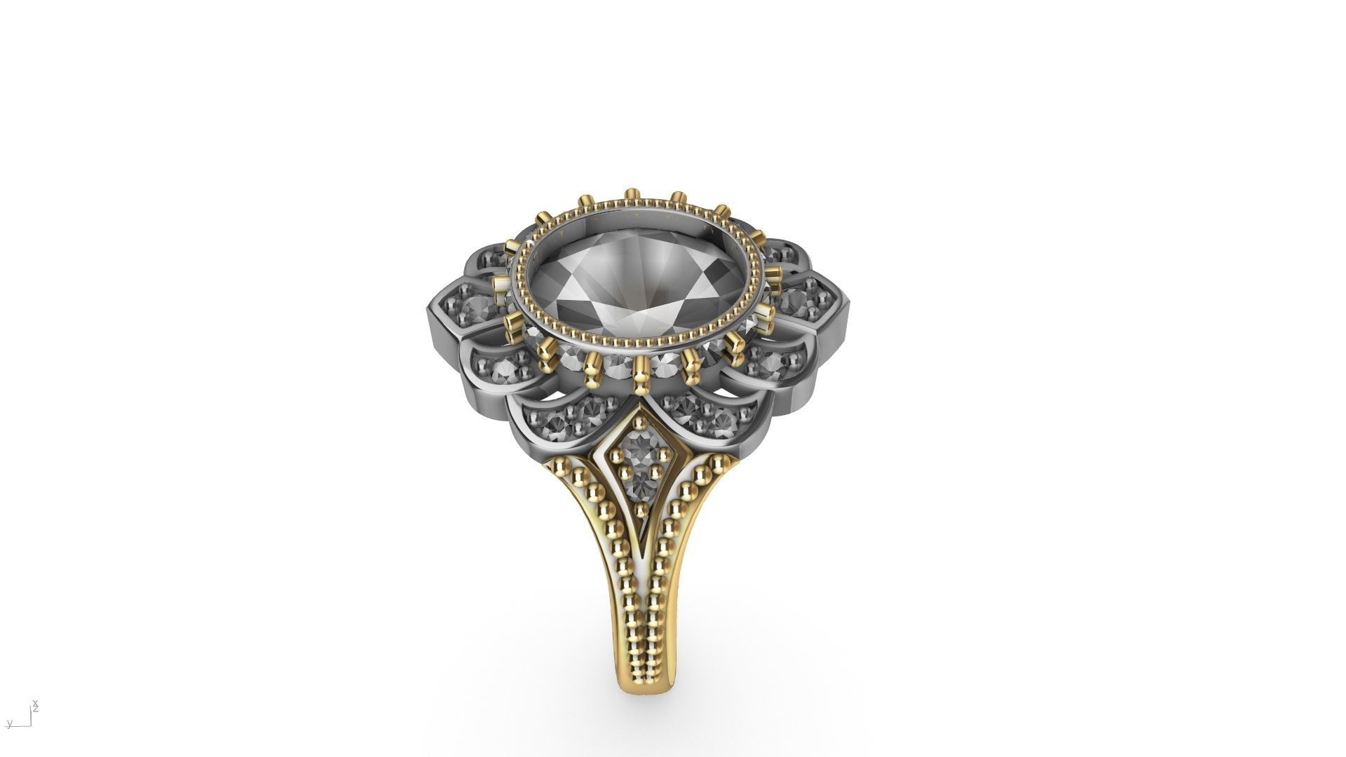 oval diamond ring stl verified  3D print model_11