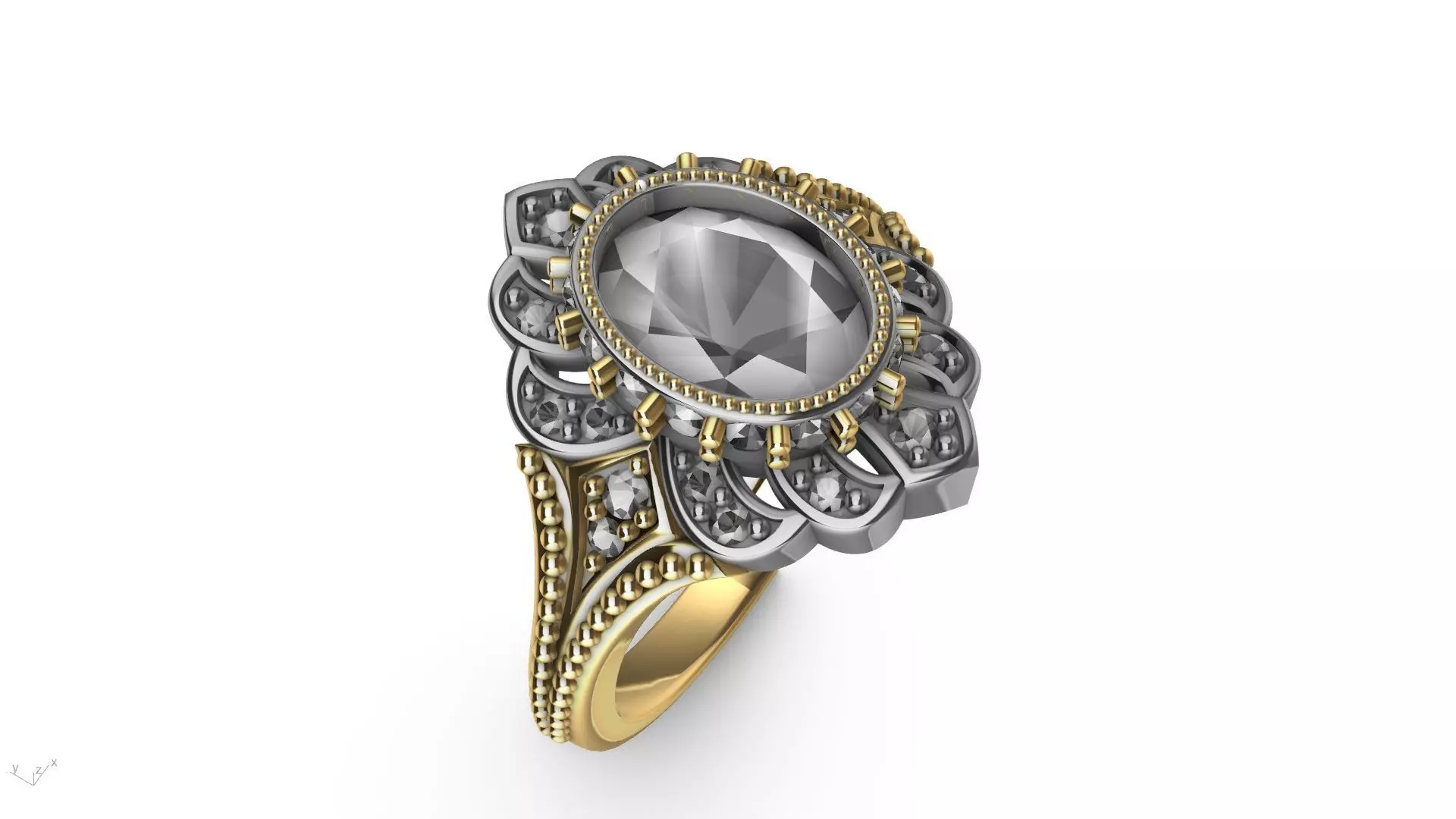 oval diamond ring stl verified  3D print model_0