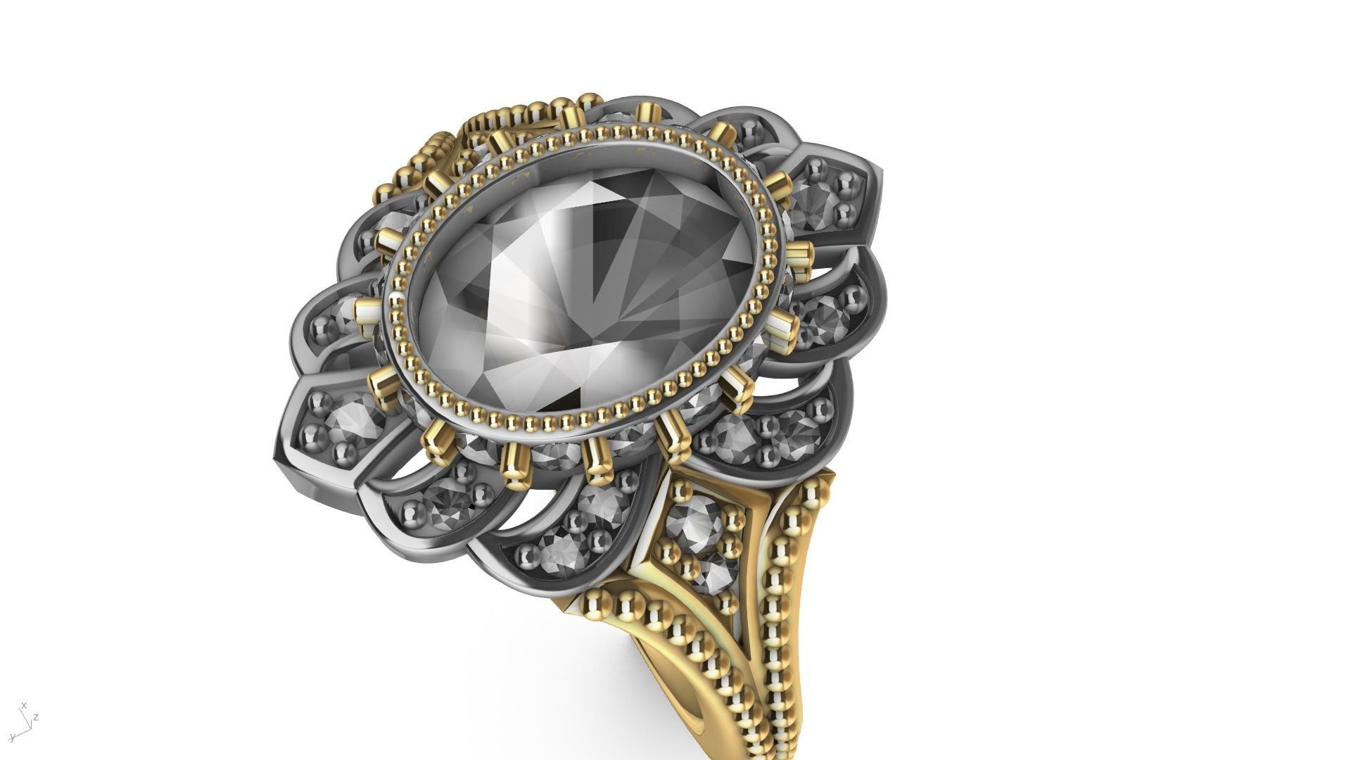 oval diamond ring stl verified  3D print model_22