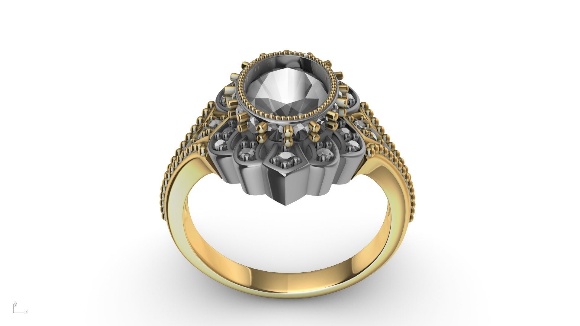 oval diamond ring stl verified  3D print model_3