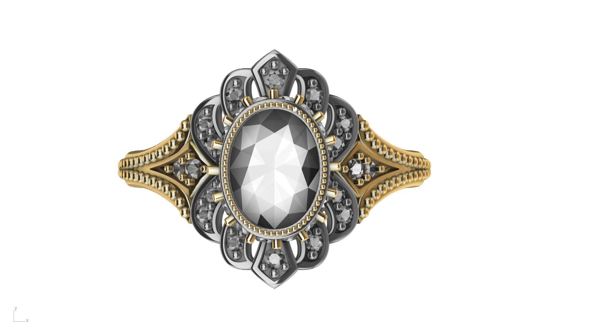 oval diamond ring stl verified  3D print model_1