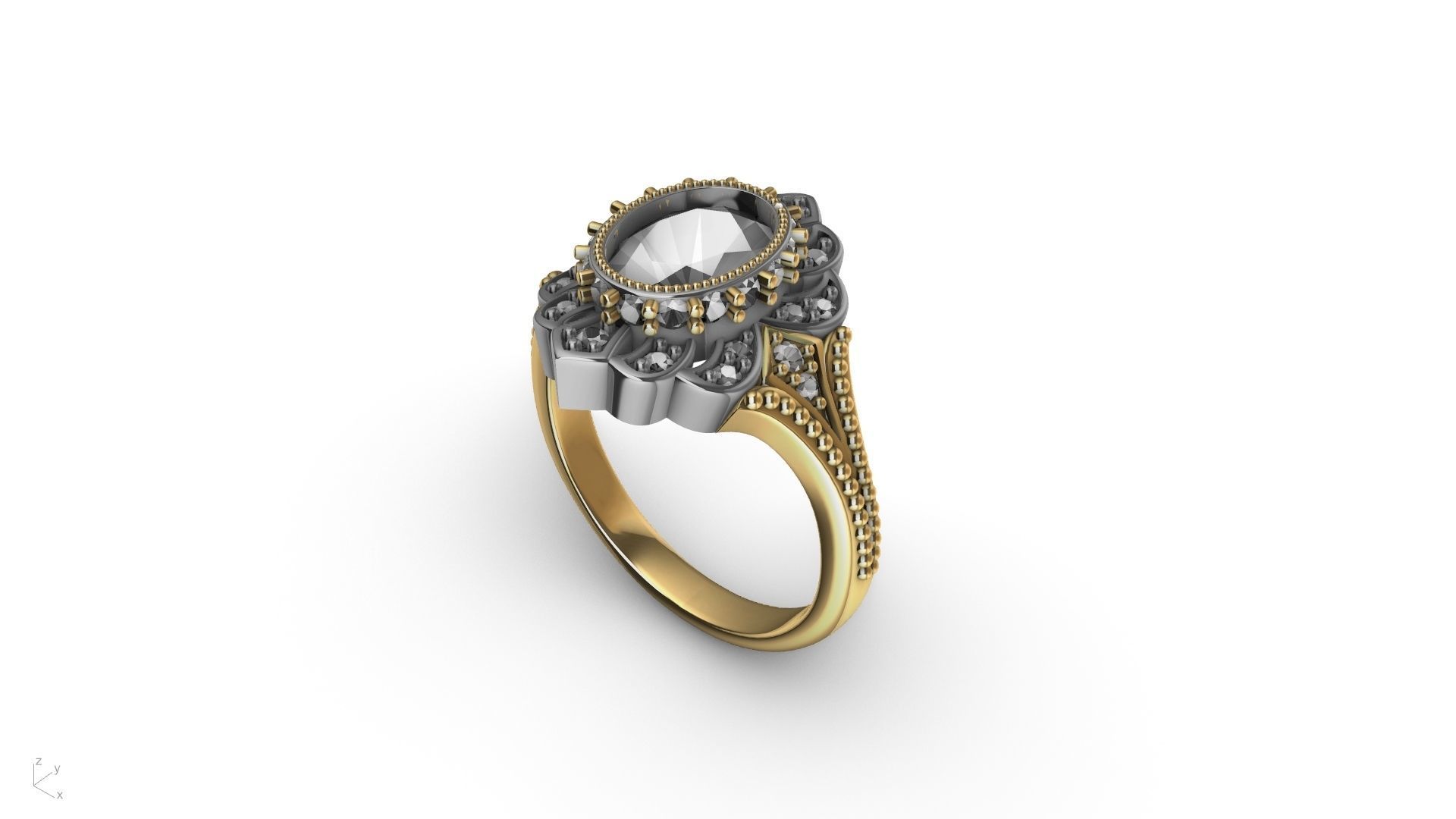 oval diamond ring stl verified  3D print model_4