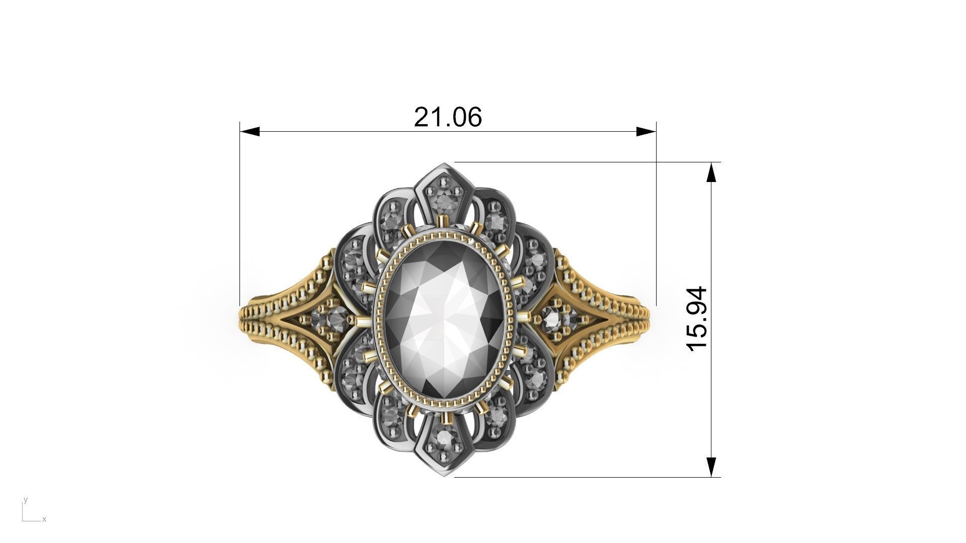 oval diamond ring stl verified  3D print model_19